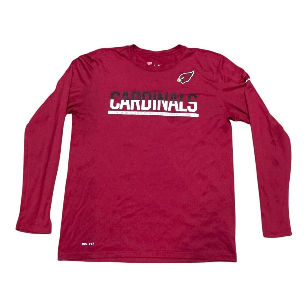 NFL Arizona Cardinals Long Sleeve Dri-Fit Shirt L Nike Red Football Tailgating